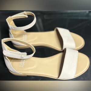 Eileen Fisher Razz Tumbled Leather Ankle-Strap Sandal 6.5